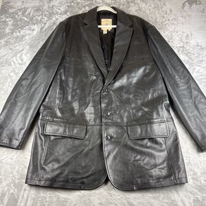 Territory Ahead‎ Smooth Leather Blazer Men's 48L Black Pockets Button Up (1058)